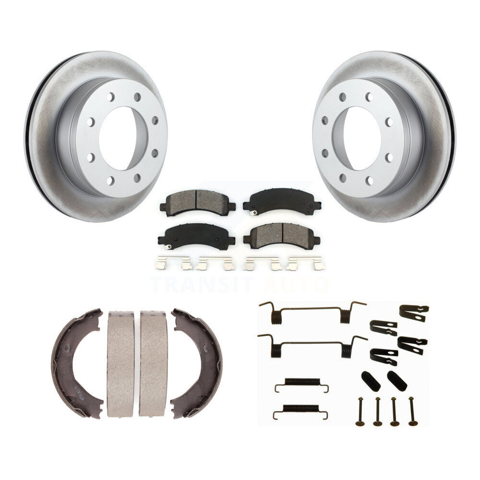 Rear Disc Coated Rotors Semi-Metallic Pads Parking Shoes Hardware Kit For Chevrolet 2500 KGS-103532
