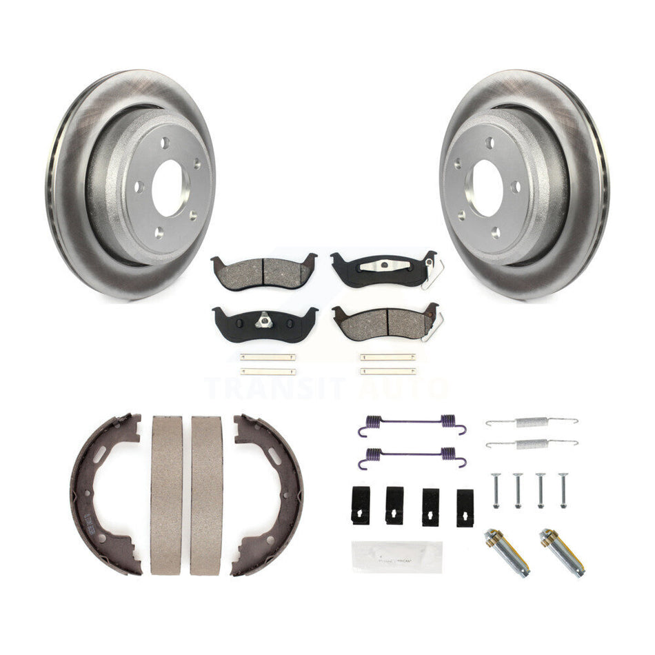 Rear Disc Coated Rotors Semi-Metallic Pads Parking Shoes And Hardware Kit For Ford Ranger KGS-103539