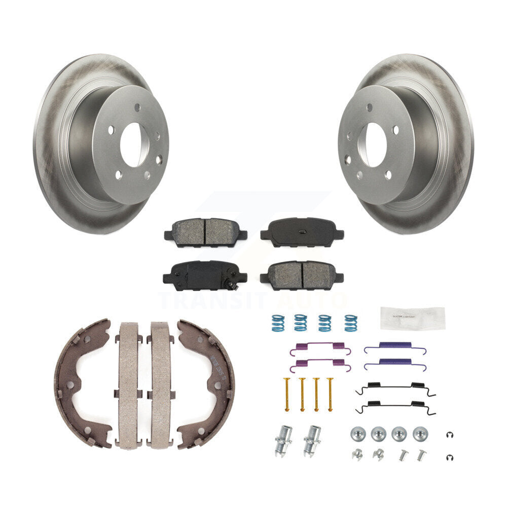 Rear Disc Coated Rotors Semi-Metallic Pads Parking Shoes & Hardware Kit For Nissan Altima KGS-103540