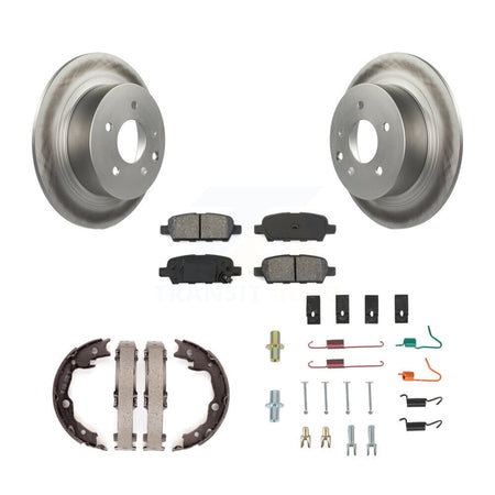 Rear Disc Coated Rotors Semi-Metallic Pads Parking Shoes & Hardware Kit For Nissan Sentra KGS-103541