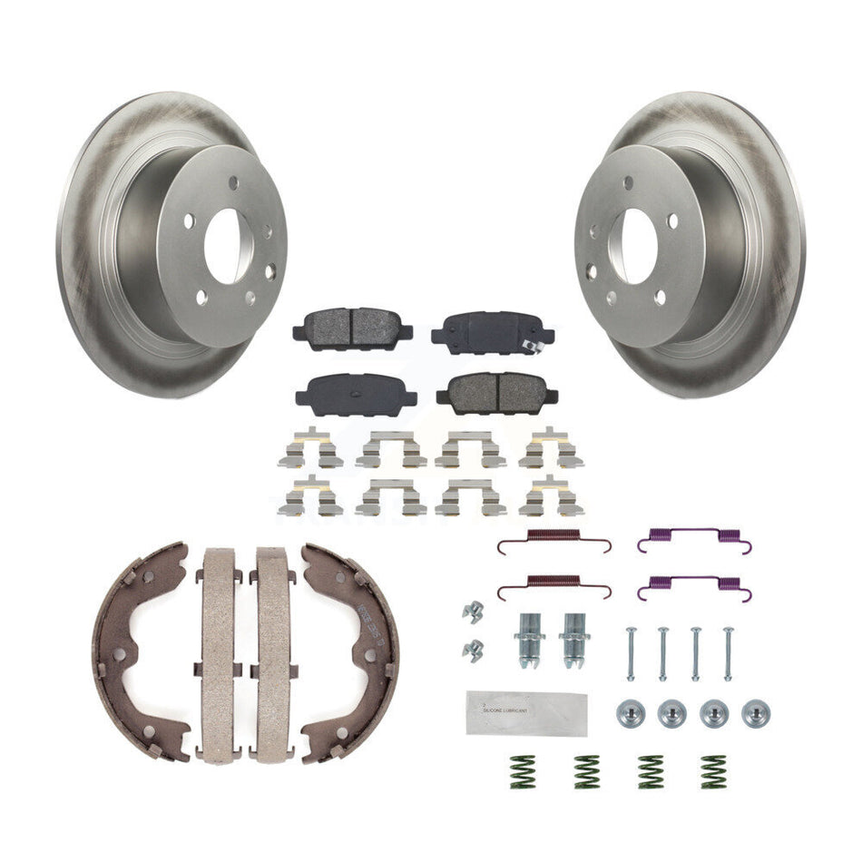 Rear Disc Coated Rotors Semi-Metallic Pads Parking Shoes & Hardware Kit For Nissan Altima KGS-103543
