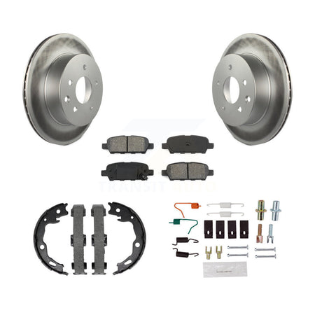 Rear Disc Coated Rotors Semi-Metallic Pads Parking Shoes & Hardware Kit For Nissan Rogue KGS-103544