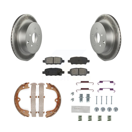 Rear Disc Coated Rotors Semi-Metallic Pads Parking Shoes & Hardware Kit For INFINITI FX35 KGS-103546