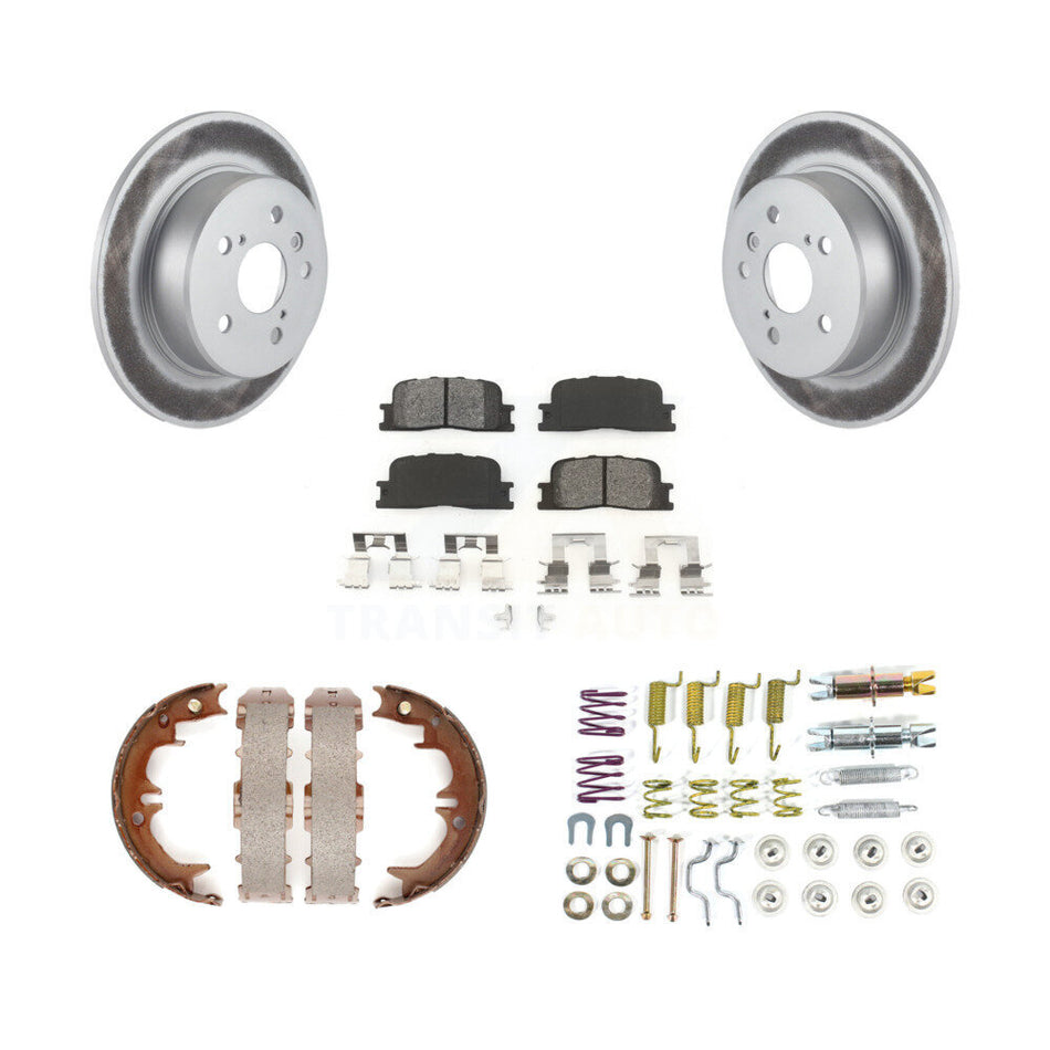 Rear Disc Coated Rotors Semi-Metallic Pads Parking Brake Shoes And Hardware Kit For KGS-103549