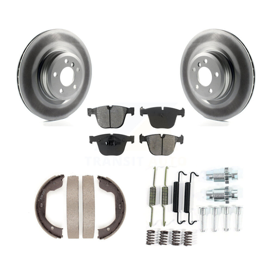 Rear Disc Coated Rotors Semi-Metallic Pads Parking Shoes Hardware Kit For BMW 750i xDrive KGS-103551
