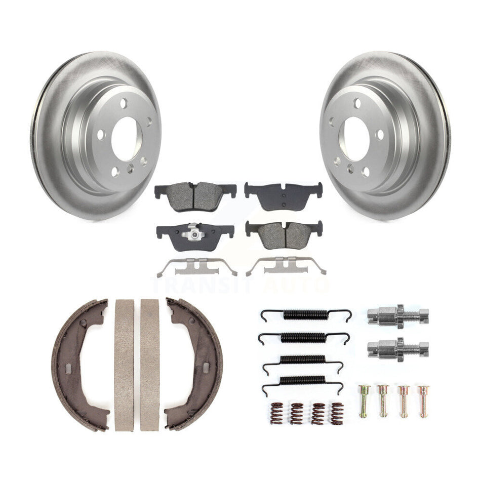 Rear Disc Coated Rotors Semi-Metallic Pads Parking Shoes Hardware Kit For BMW 428i xDrive KGS-103567