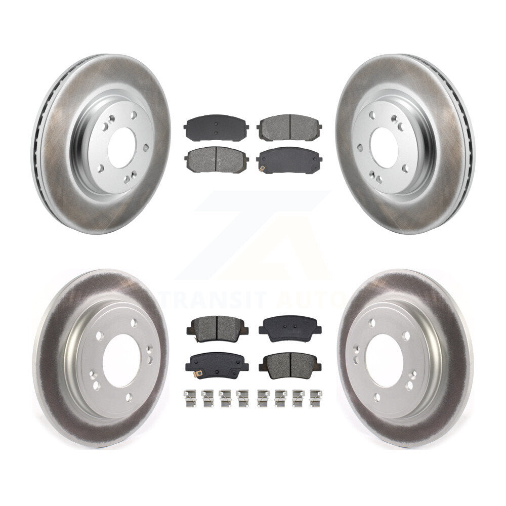 Front Rear Coated Disc Brake Rotors And Semi-Metallic Pads Kit For Hyundai Elantra KGS-103577