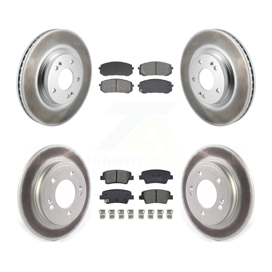 Front Rear Coated Disc Brake Rotors And Semi-Metallic Pads Kit For Hyundai Elantra KGS-103577