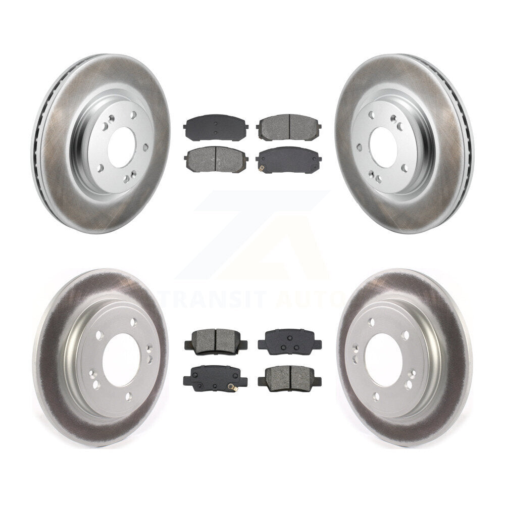 Front Rear Coated Disc Brake Rotors And Semi-Metallic Pads Kit For Hyundai Elantra KGS-103578