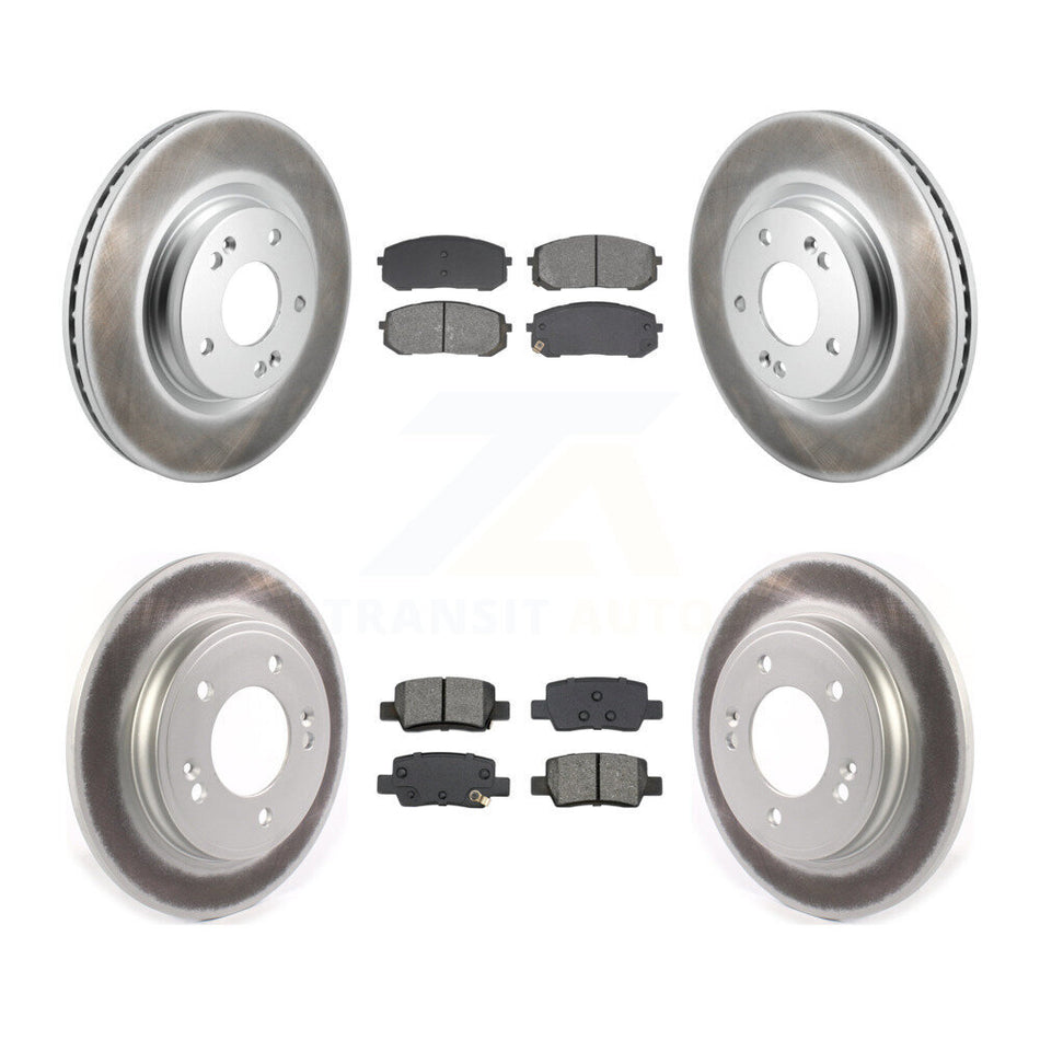 Front Rear Coated Disc Brake Rotors And Semi-Metallic Pads Kit For Hyundai Elantra KGS-103578