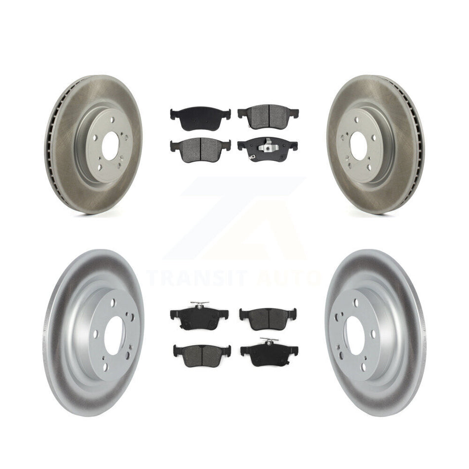 Front Rear Coated Disc Brake Rotors And Semi-Metallic Pad Kit For 2024 Acura Integra 1.5L KGS-103579