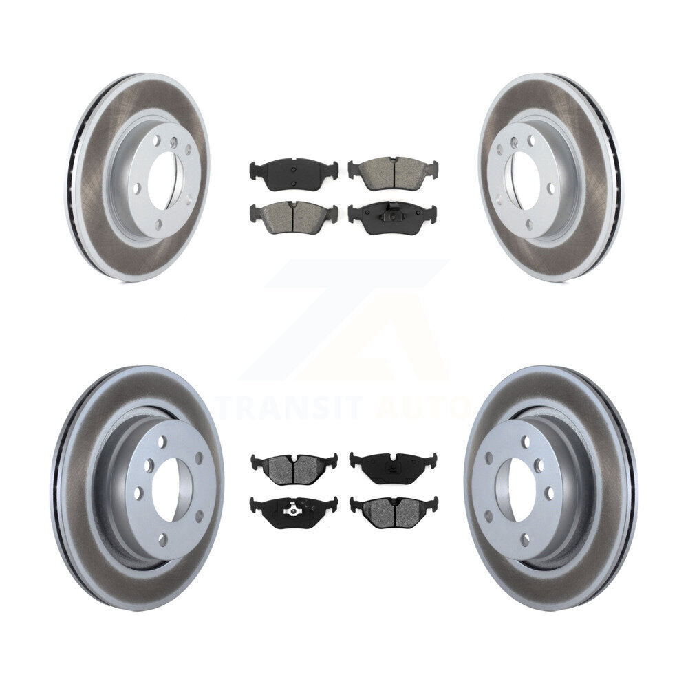 Front Rear Coated Disc Brake Rotors And Semi-Metallic Pads Kit For BMW 328i KGS-103589