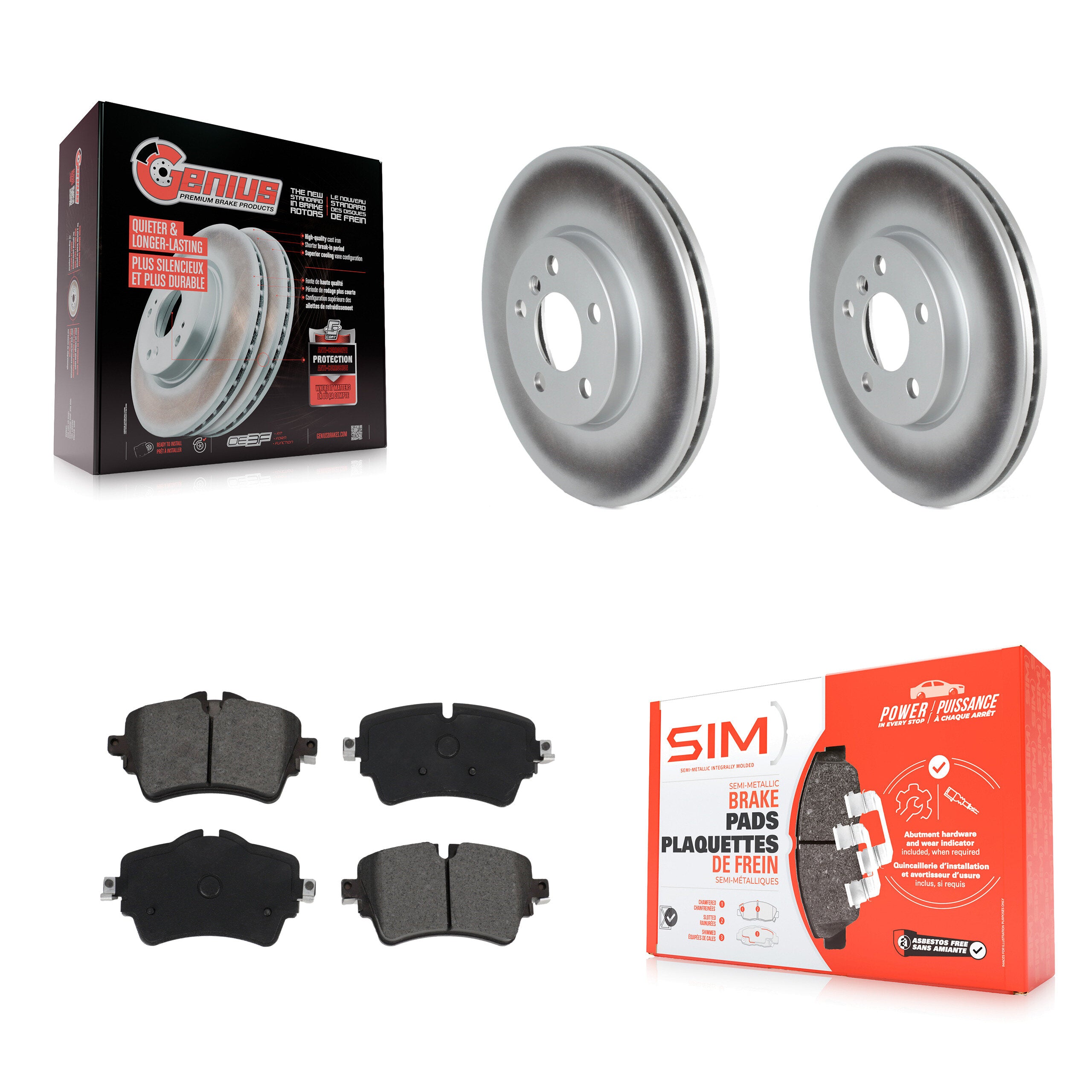 Front Coated Disc Brake Rotors And Semi-Metallic Pads Kit For 2022 Mini Cooper S KGS-103603