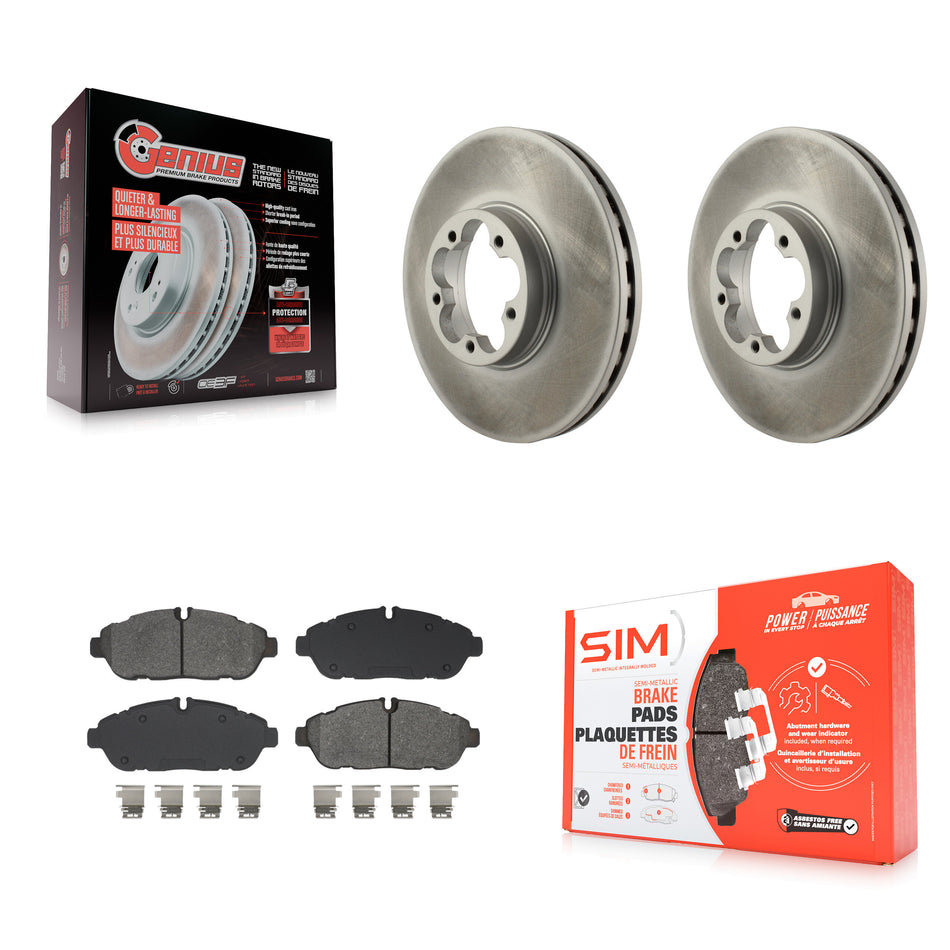 Front Coated Disc Brake Rotors And Semi-Metallic Pad Kit For 2023 Ford Transit-350 HD AWD KGS-103605