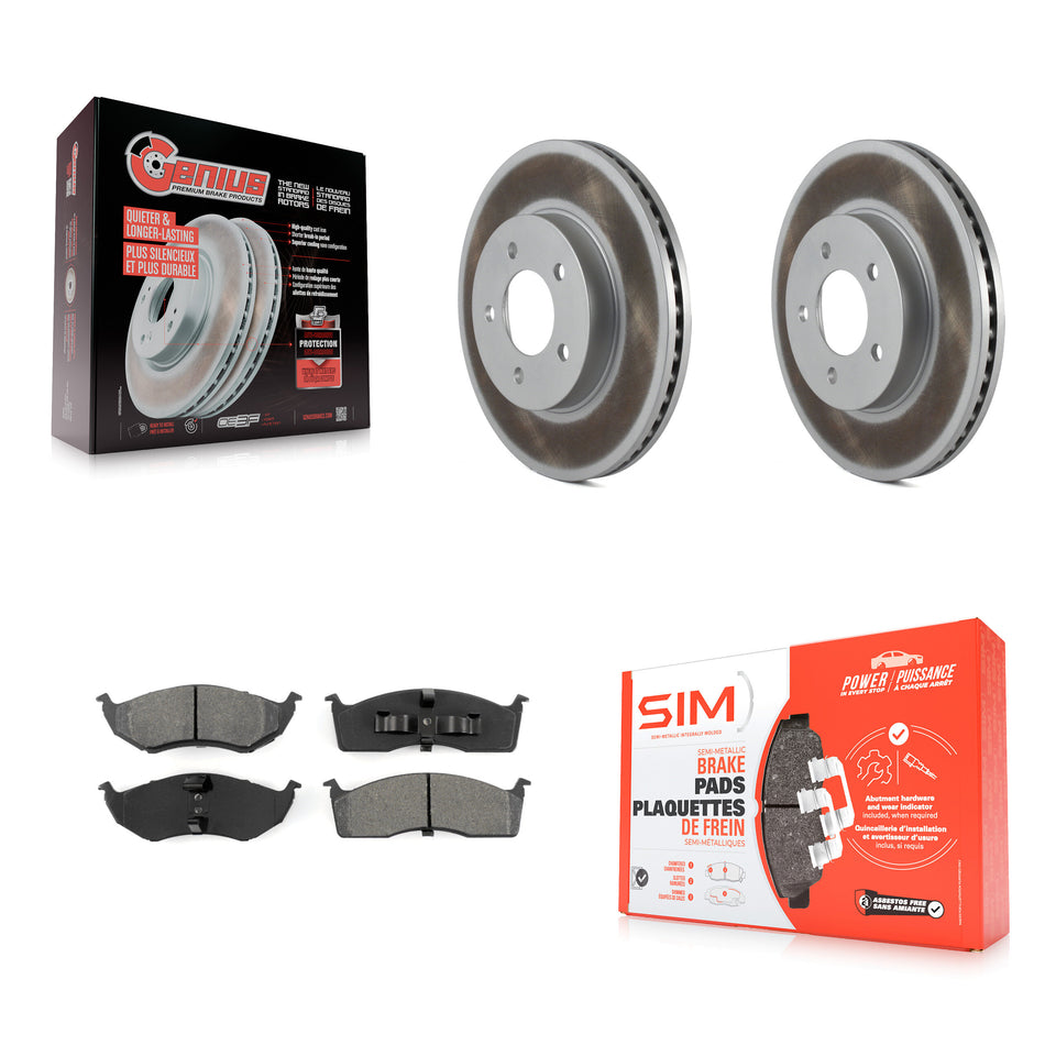 Front Coated Brake Rotors Semi-Metallic Pad Kit For Chrysler Intrepid Dodge 300M Concorde KGS-103606