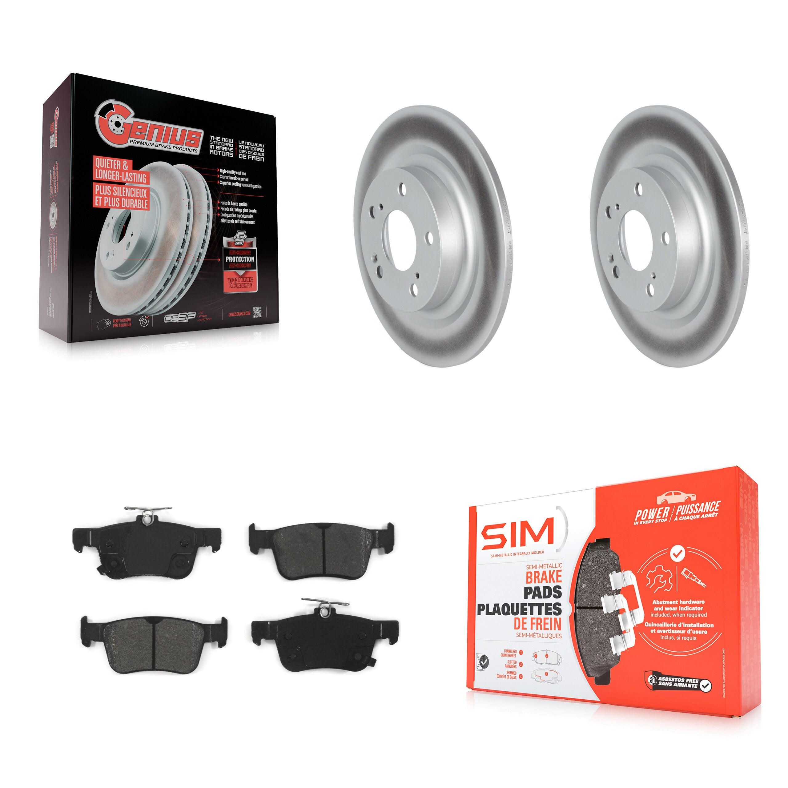 Rear Coated Disc Brake Rotors And Semi-Metallic Pads Kit For 2024 Acura Integra 1.5L KGS-103614