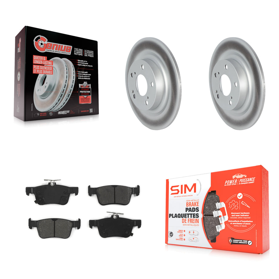 Rear Coated Disc Brake Rotors And Semi-Metallic Pads Kit For 2024 Acura Integra 1.5L KGS-103614