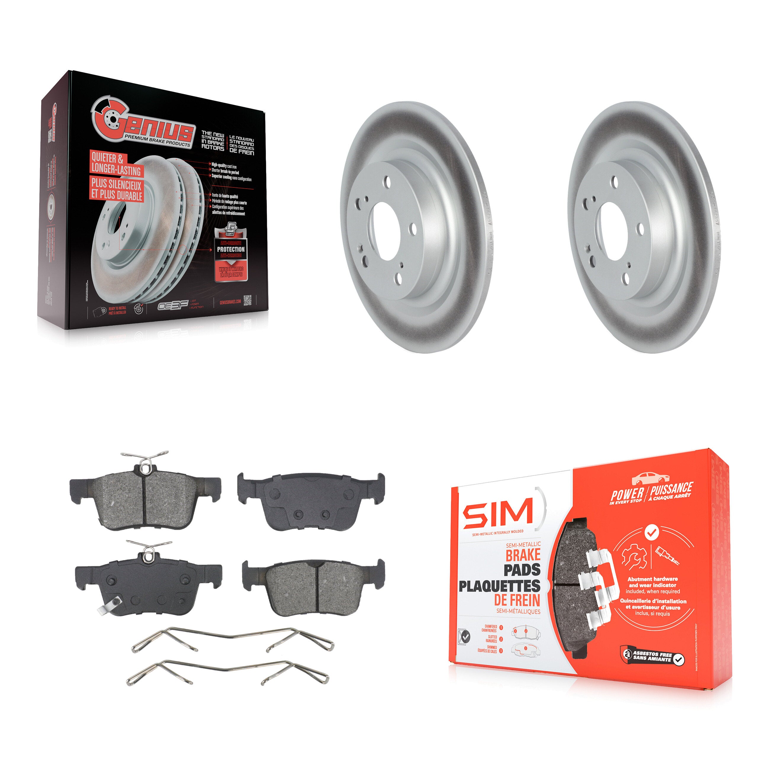Rear Coated Disc Brake Rotors And Semi-Metallic Pads Kit For 2024 Acura Integra 2.0L KGS-103615
