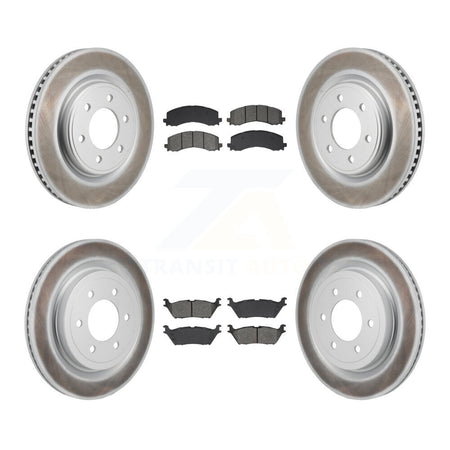 Front Rear Coated Disc Brake Rotors And Semi-Metallic Pads Kit For Ford F-150 KGS-103627