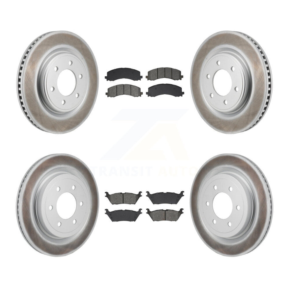 Front Rear Coated Disc Brake Rotors And Semi-Metallic Pads Kit For Ford F-150 KGS-103627