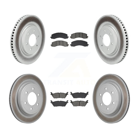 Front Rear Coated Disc Brake Rotors And Semi-Metallic Pads Kit For Ford F-150 Lightning KGS-103628