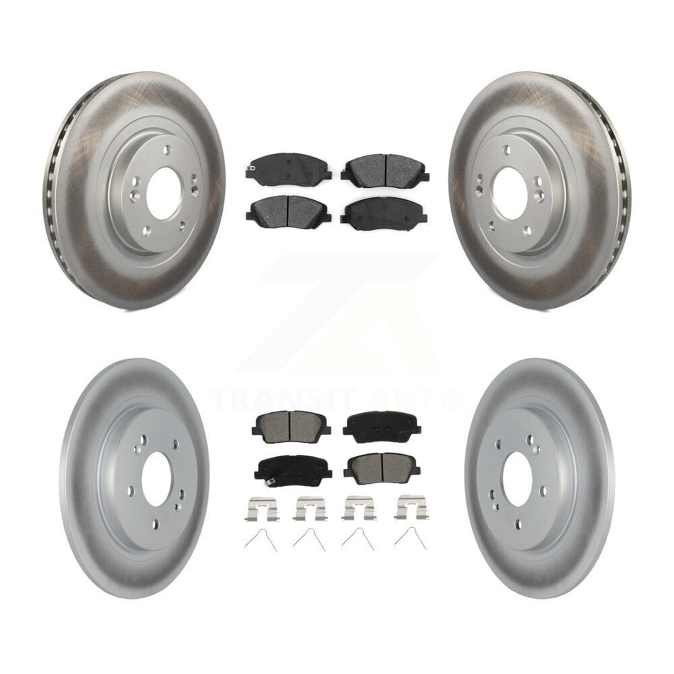 Front Rear Coated Disc Brake Rotors And Semi-Metallic Pads Kit For Hyundai Santa Fe KGS-103631
