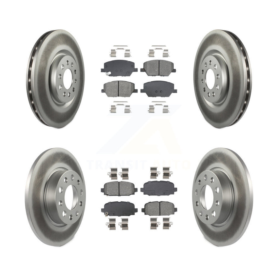 Front Rear Coated Disc Brake Rotors And Semi-Metallic Pads Kit For 2023 Jeep Compass KGS-103641