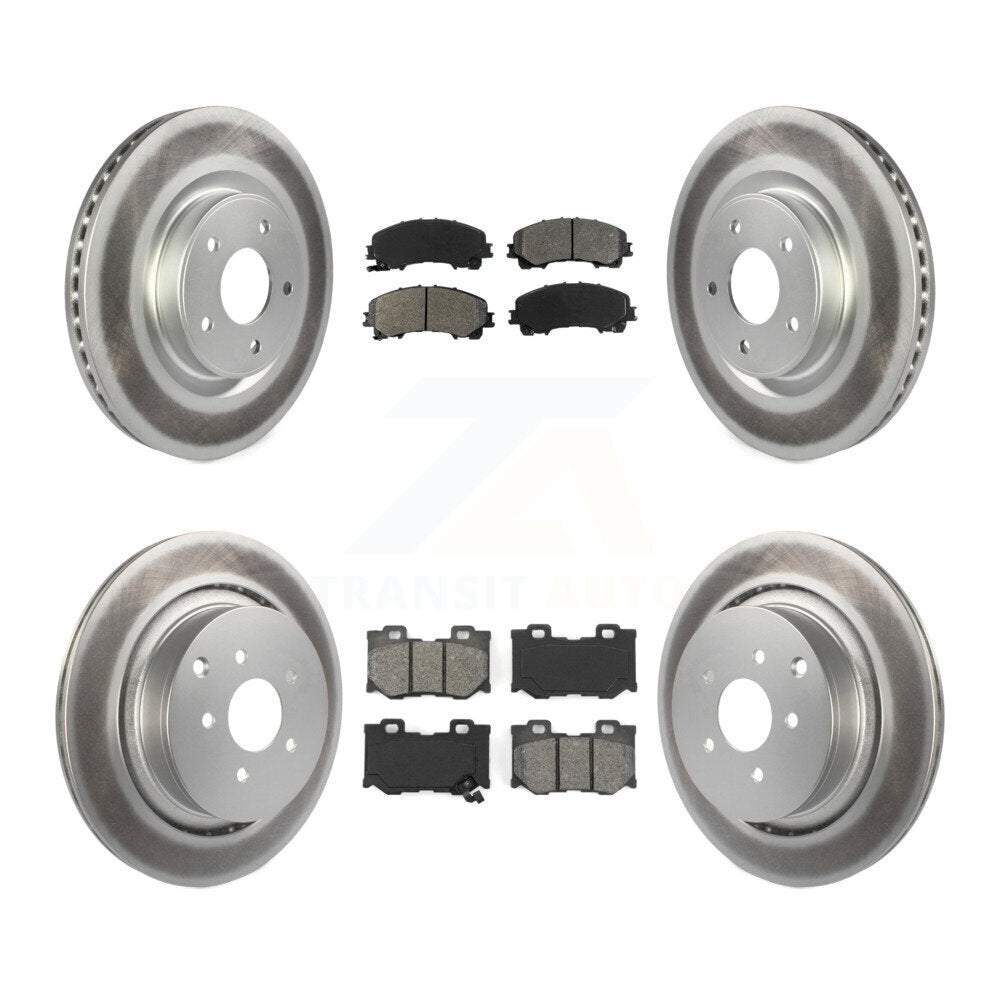 Front Rear Coated Disc Brake Rotors And Semi-Metallic Pads Kit For INFINITI Q50 Q60 KGS-103650
