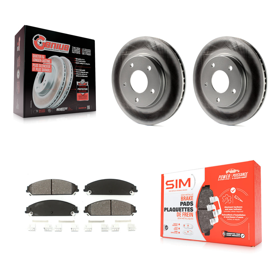 Front Coated Disc Brake Rotor And Semi-Metallic Pad Kit For 2008-2009 Dodge Caliber SRT-4 KGS-103661