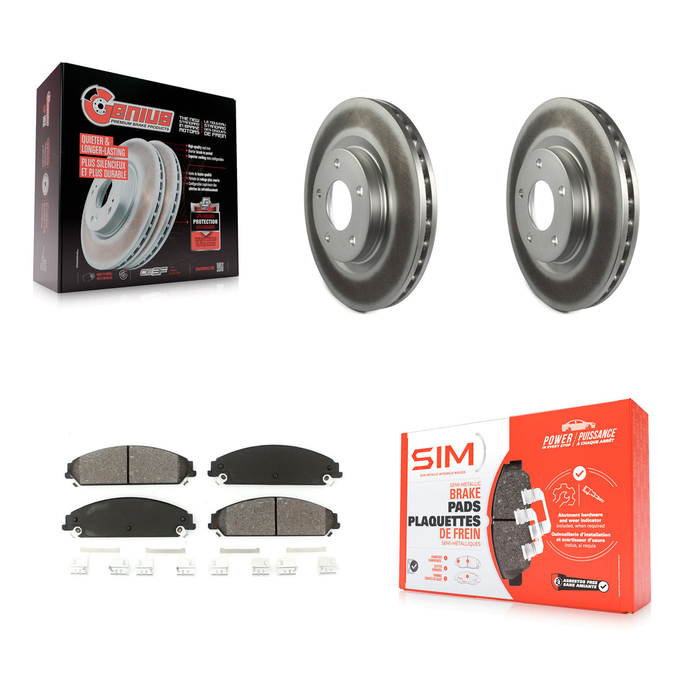 Front Coated Disc Brake Rotor And Semi-Metallic Pad Kit For 2008-2009 Dodge Caliber SRT-4 KGS-103662