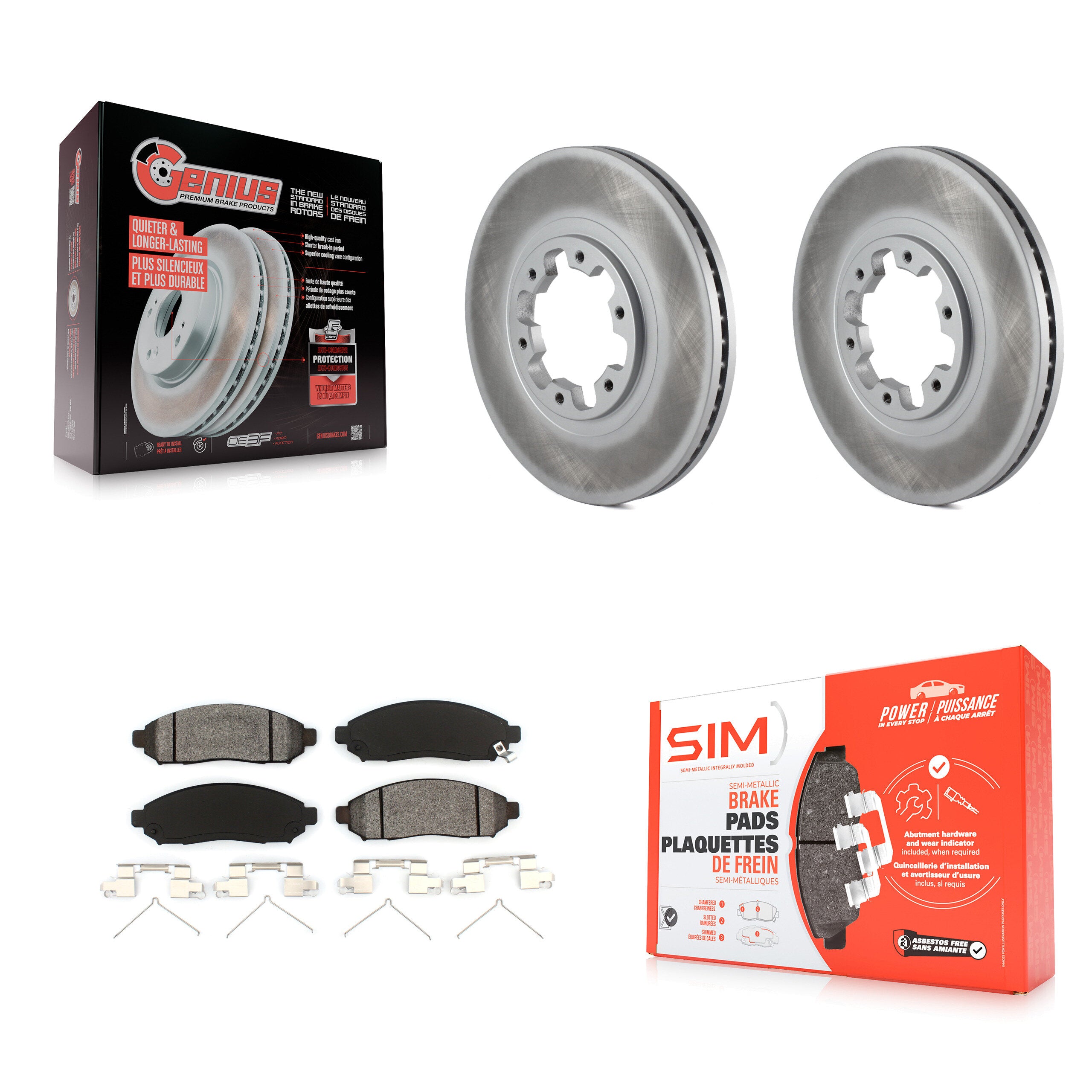 Front Coated Disc Brake Rotor Semi-Metallic Pad Kit For 2004 Nissan Pathfinder From 08 04 KGS-103663