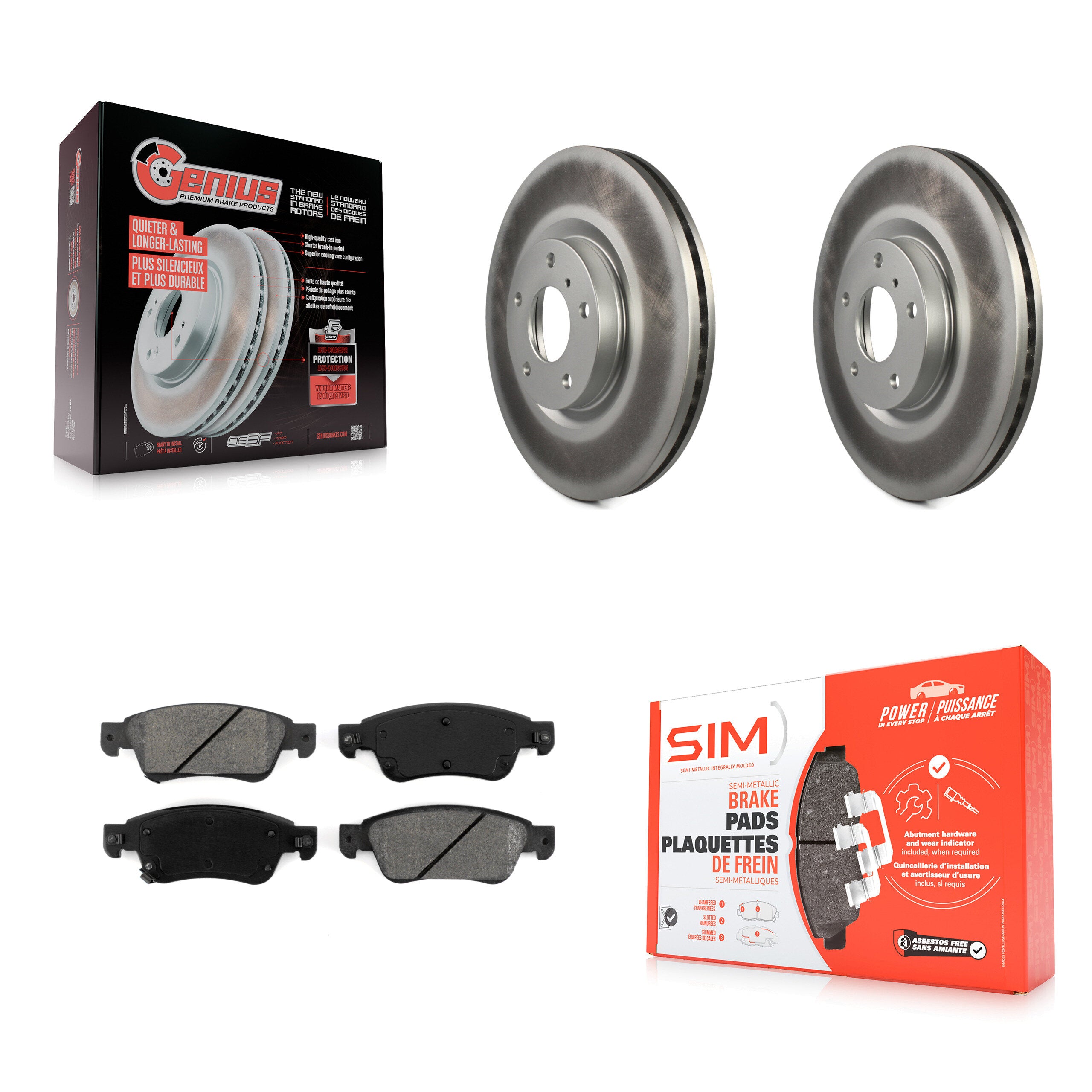 Front Coat Brake Rotor Semi-Metallic Pad Kit For 09-13 INFINITI G37 Without Brembo Brakes KGS-103664