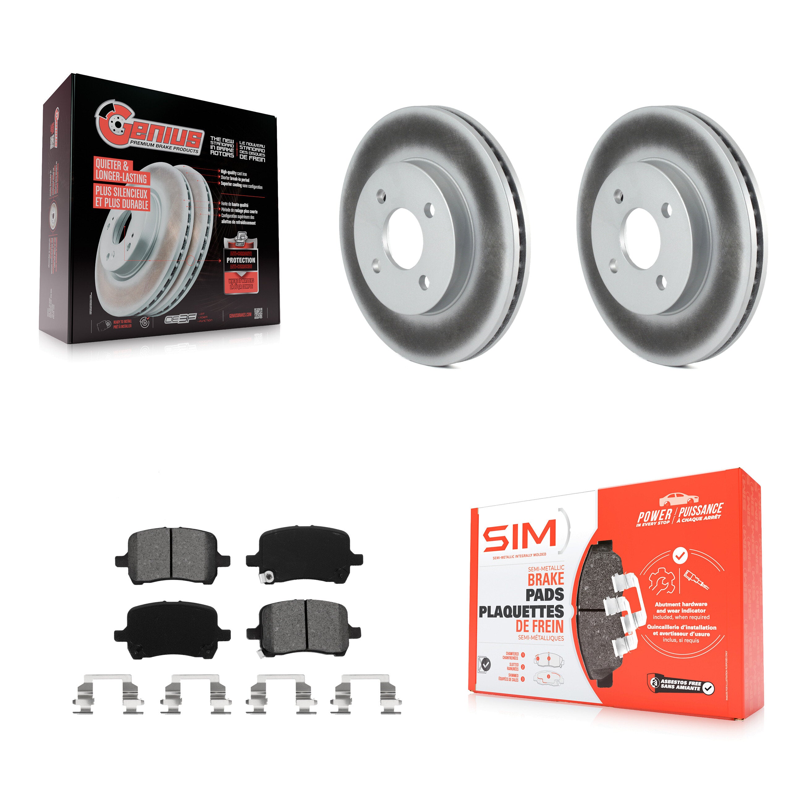 Front Coated Brake Rotors Semi-Metallic Pad Kit For 2007-2008 Pontiac G5 Disc rear brakes KGS-103668