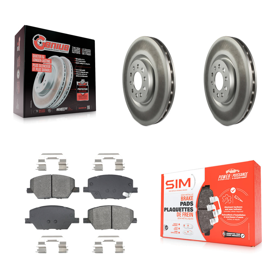 Front Coated Disc Brake Rotors & Semi-Metallic Pad Kit For 2023 Jeep Compass Dodge Hornet KGS-103669