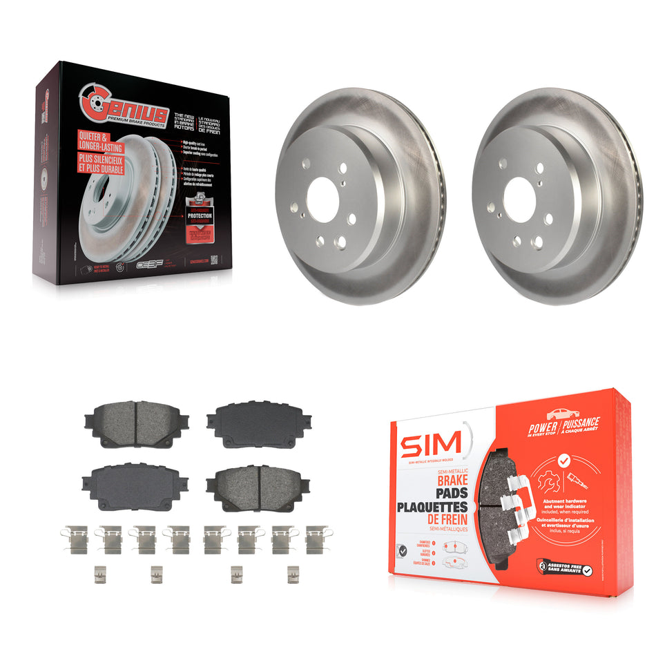 Rear Coated Disc Brake Rotors And Semi-Metallic Pads Kit For 2021 Lexus IS350 RC350 RC300 KGS-103687