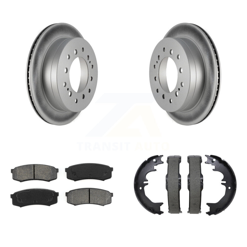 Rear Disc Coated Rotors Semi-Metallic Pads Parking Shoes Kit For Toyota 4Runner FJ Lexus KGS-103694