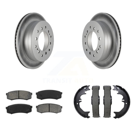Rear Disc Coated Rotors Semi-Metallic Pads Parking Shoes Kit For Toyota 4Runner FJ Lexus KGS-103694