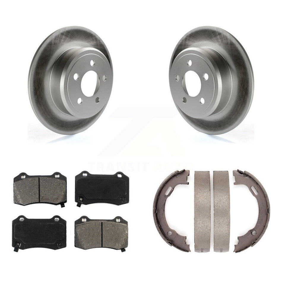 Rear Disc Coated Rotors Semi-Metallic Pads And Parking Brake Shoes Kit For Chrysler 300 KGS-103696