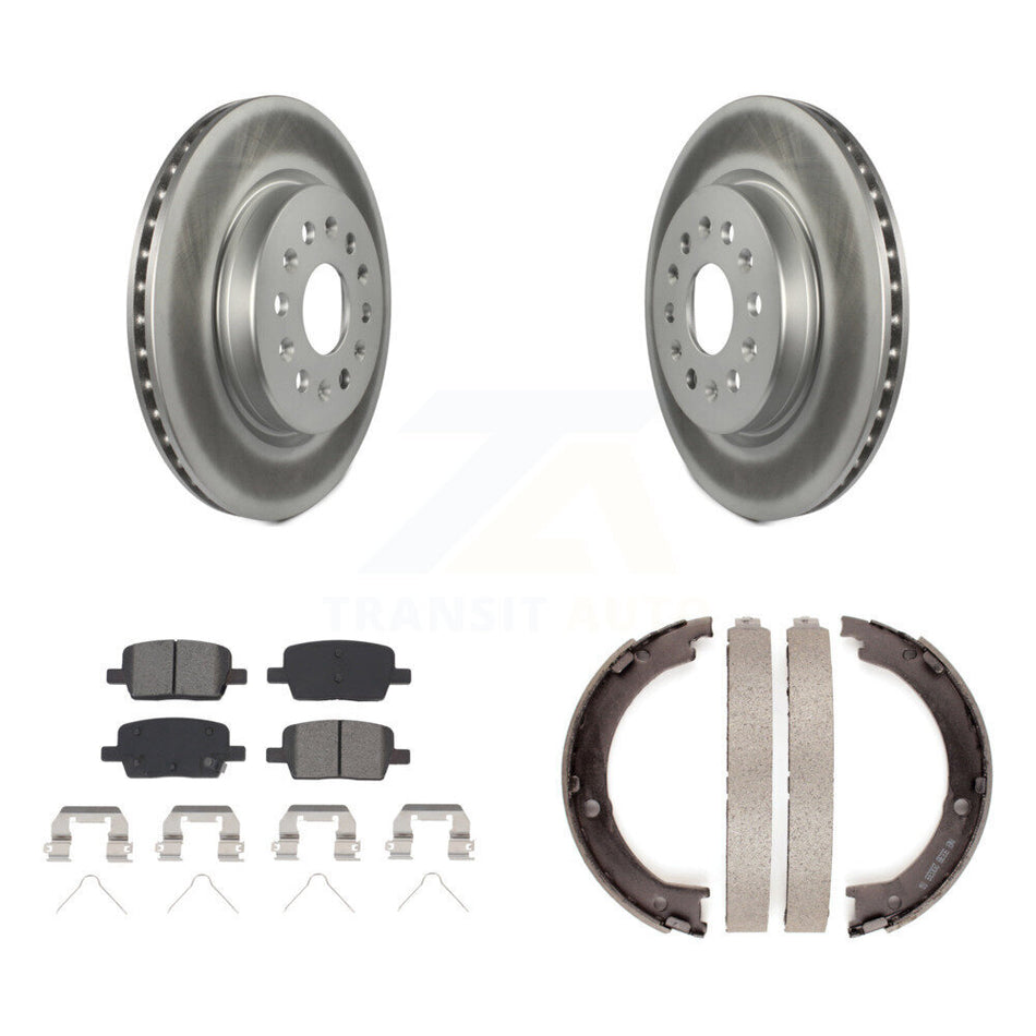 Rear Disc Coated Rotors Semi-Metallic Pads & Parking Brake Shoes Kit For 2017 GMC Acadia KGS-103699