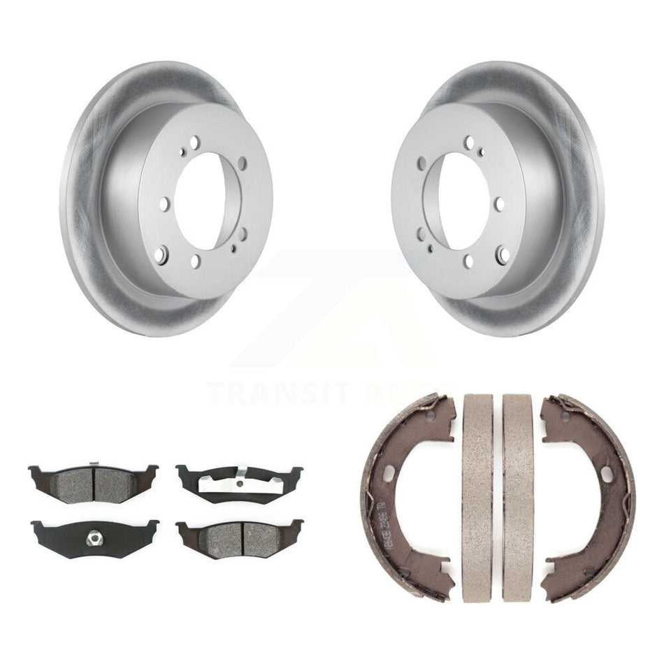 Rear Disc Coated Rotors Semi-Metallic Pads And Parking Brake Shoes Kit For Dodge Stratus KGS-103700