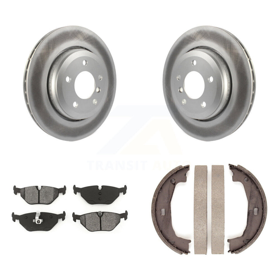 Rear Disc Coated Rotors Semi-Metallic Pads And Parking Brake Shoes Kit For BMW 320i KGS-103701