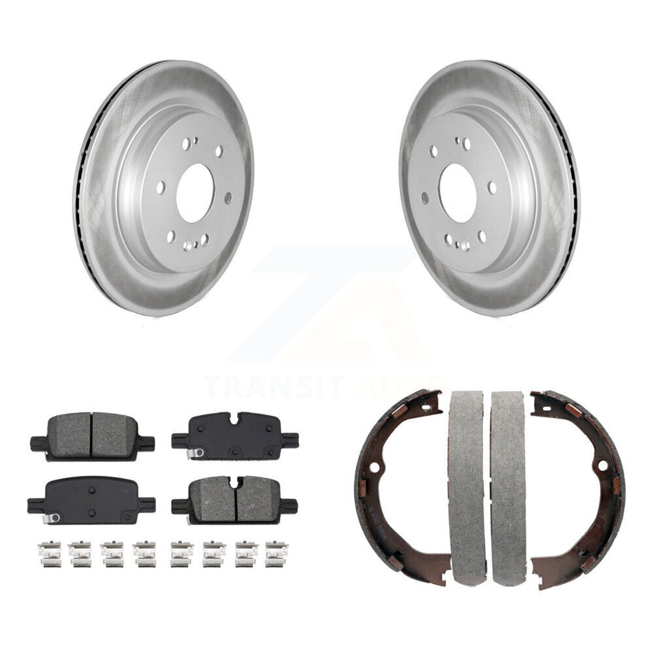 Rear Disc Coated Rotors Semi-Metallic Pads And Parking Brake Shoes Kit For GMC Yukon XL KGS-103702