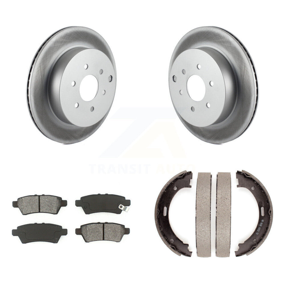 Rear Disc Coated Rotors Semi-Metallic Pads Parking Brake Shoes Kit For Nissan Pathfinder KGS-103703