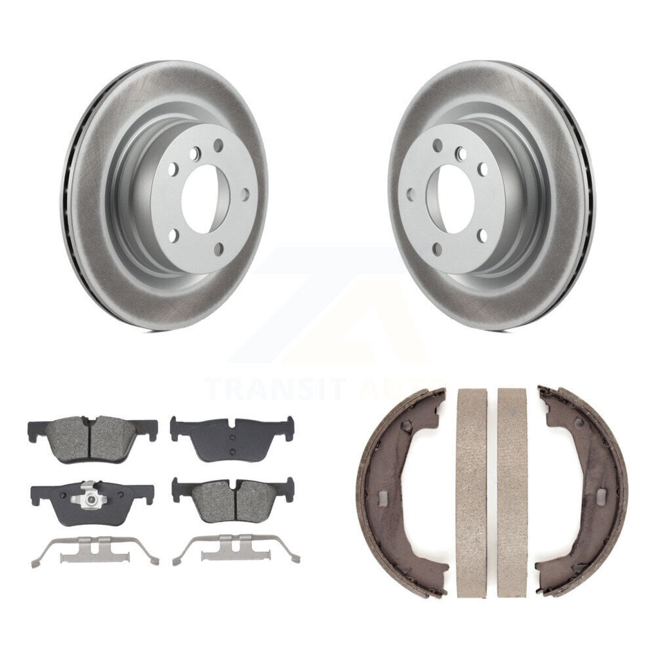 Rear Disc Coated Rotors Semi-Metallic Pads And Parking Brake Shoes Kit For BMW 328i KGS-103709