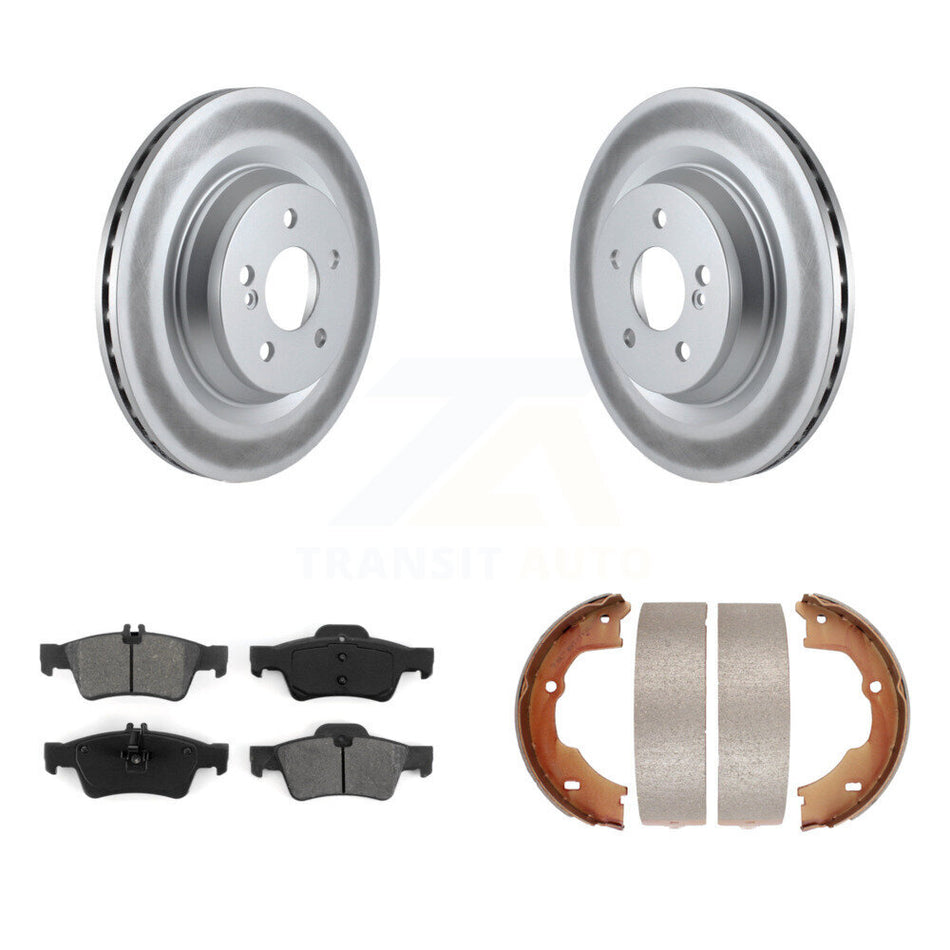 Rear Disc Coated Rotors Semi-Metallic Pads And Parking Shoes Kit For Mercedes-Benz SL550 KGS-103713