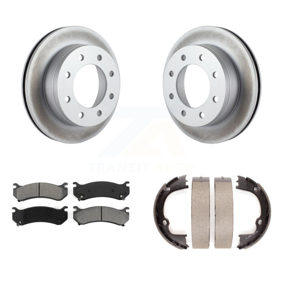 Rear Disc Coated Rotors Semi-Metallic Pads And Parking Shoes Kit For 2008-2009 Hummer H2 KGS-103716