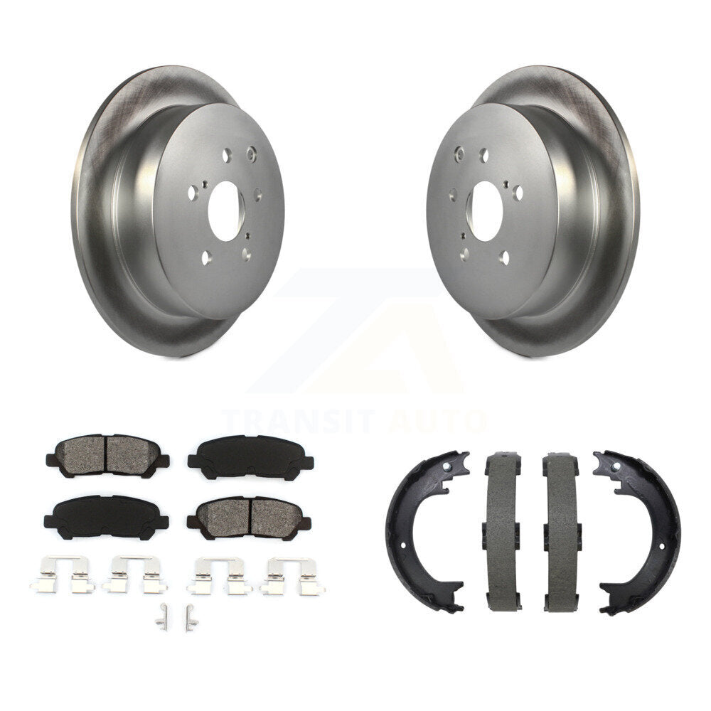 Rear Disc Coated Rotors Semi-Metallic Pads Parking Brake Shoes Kit For Toyota Highlander KGS-103718