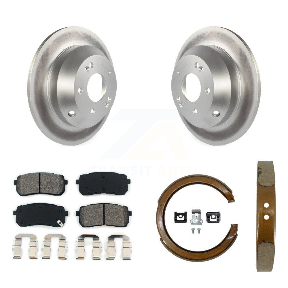 Rear Disc Coated Rotors Semi-Metallic Pads And Parking Brake Shoes Kit For Kia Sedona KGS-103721