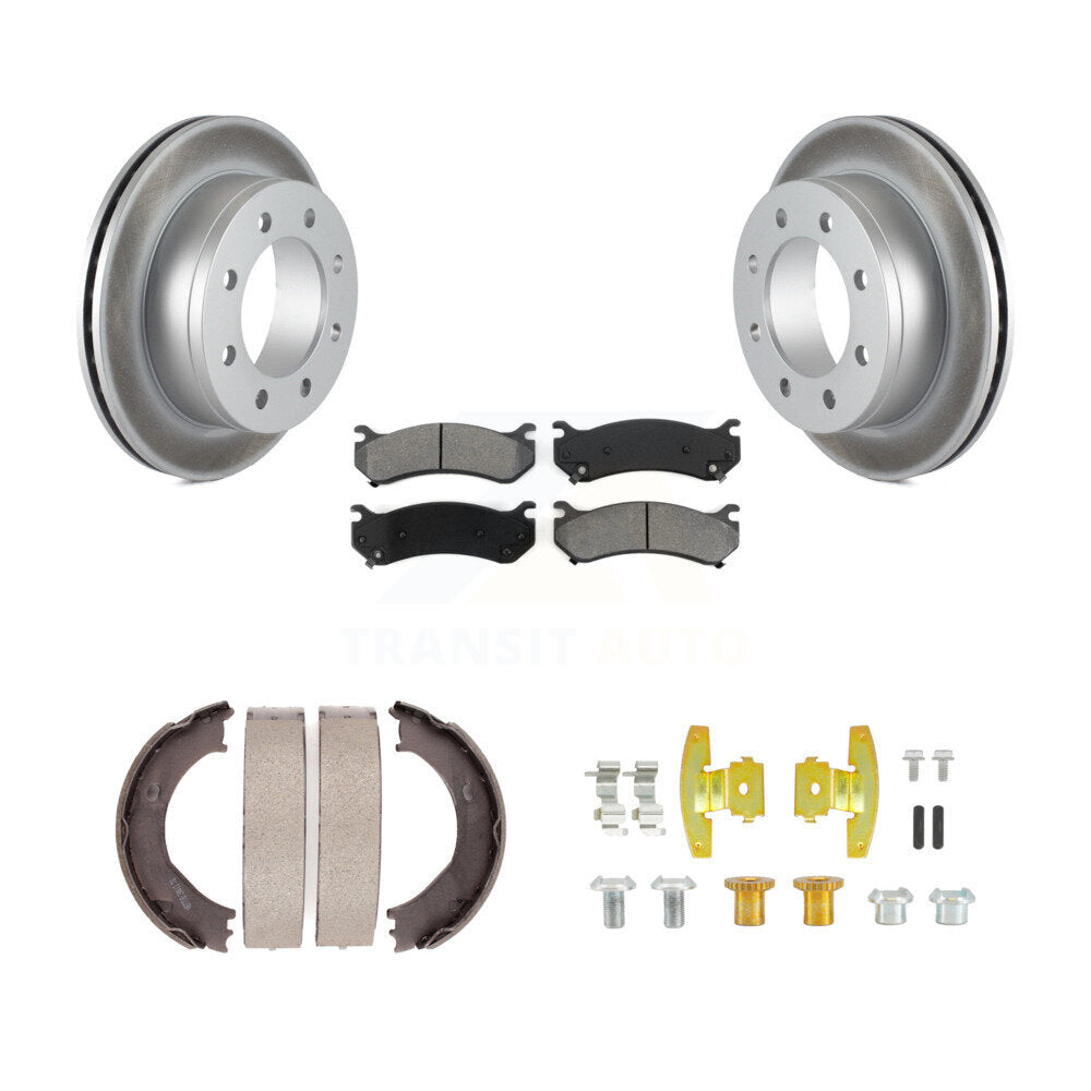Rear Disc Coated Rotors Semi-Metallic Pads Parking Shoes Hardware Kit For Chevrolet 2500 KGS-103726