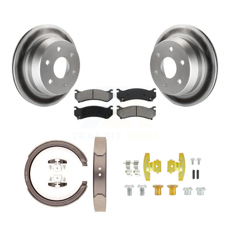 Rear Disc Coated Rotors Semi-Metallic Pads Parking Brake Shoes And Hardware Kit For KGS-103729